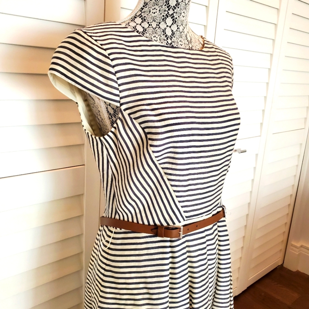 NWT Anne Klein striped belted dress sz 10